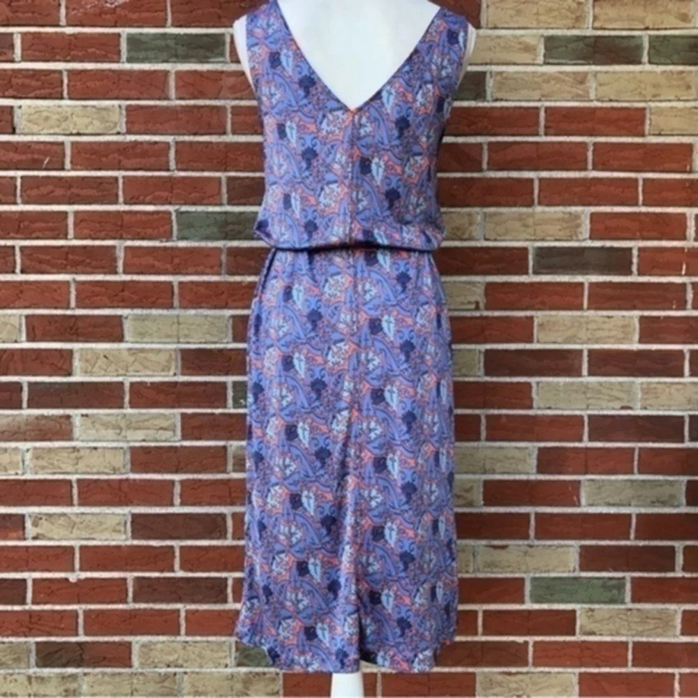Tory Burch Sandy Sea Coral Artemis Tie-Waist Silk Blue Sleeveless Dress 👗